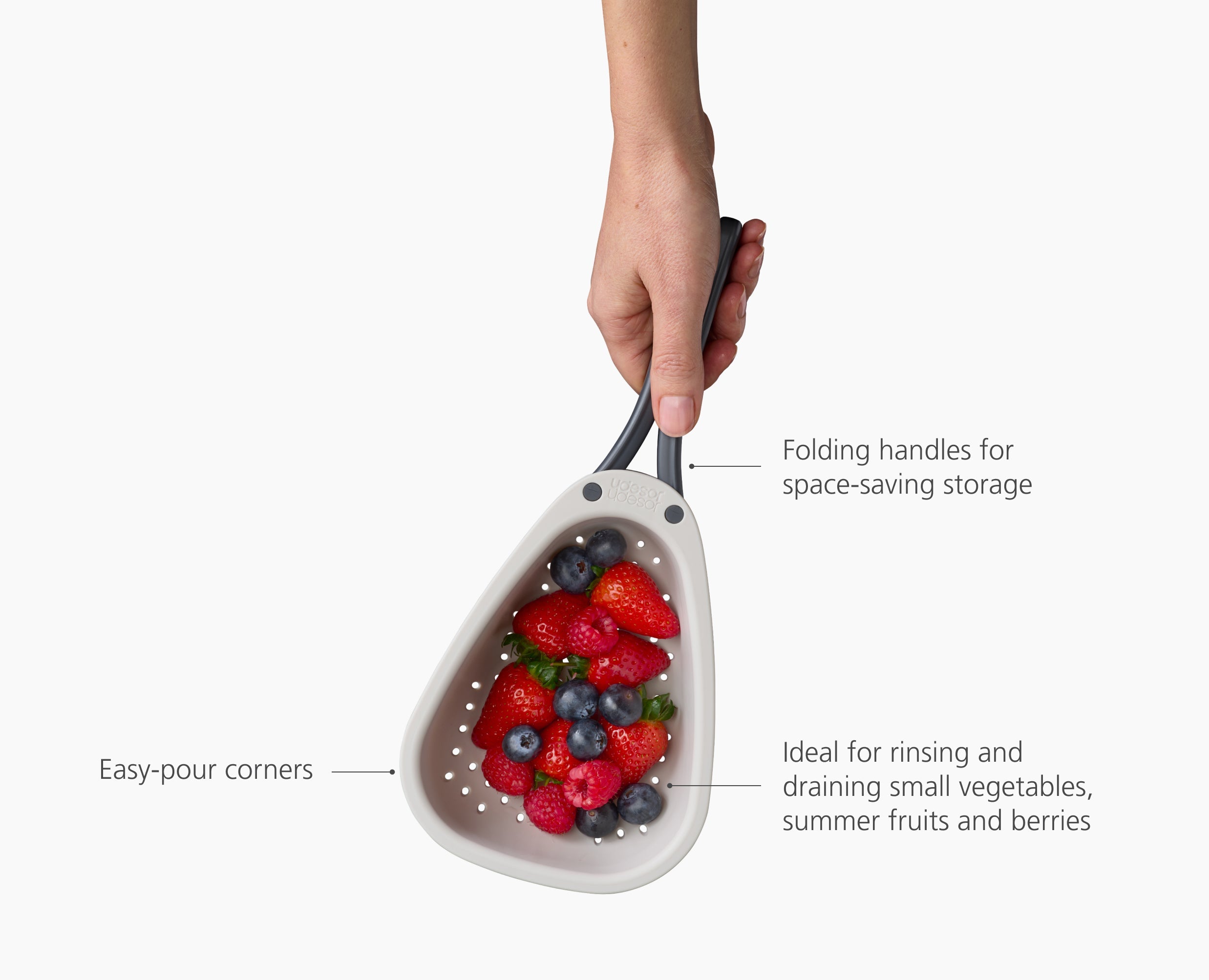 joseph-joseph-droplet-mini-white-colander-with-folding-handle image 6