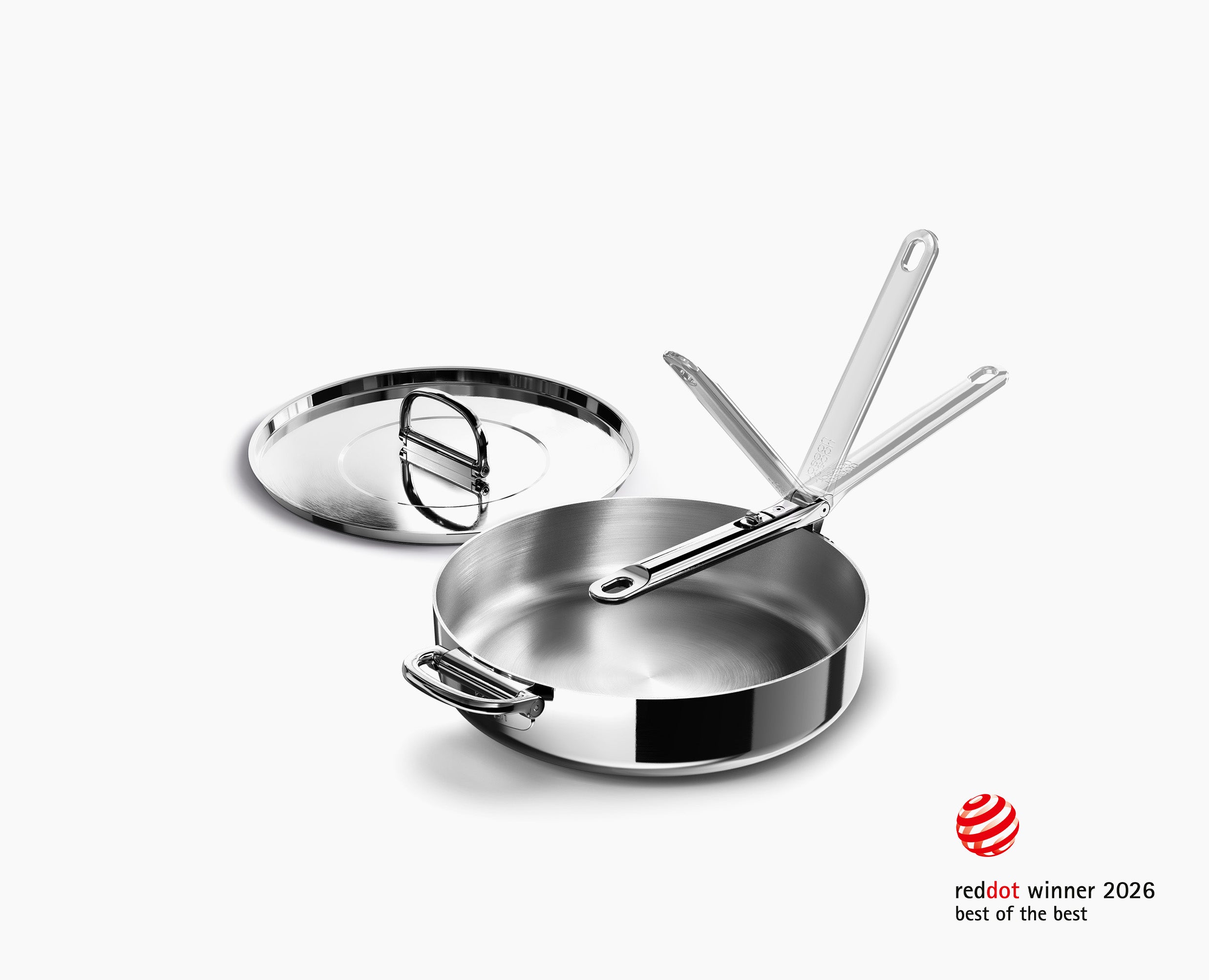 joseph-joseph-space-steel-28cm-folding-handle-saut-pan-with-lid image 4