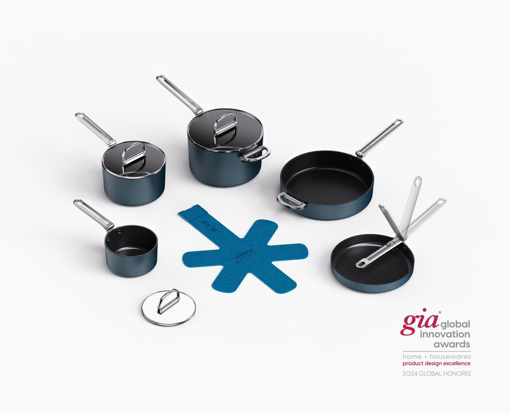 joseph-joseph-space-5-piece-non-stick-cookware-set-with-folding-handles-blue image 2
