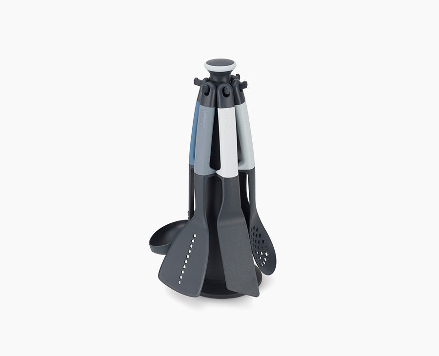 joseph-joseph-elevate-6-piece-blue-utensil-set-with-carousel-stand-editions image 1