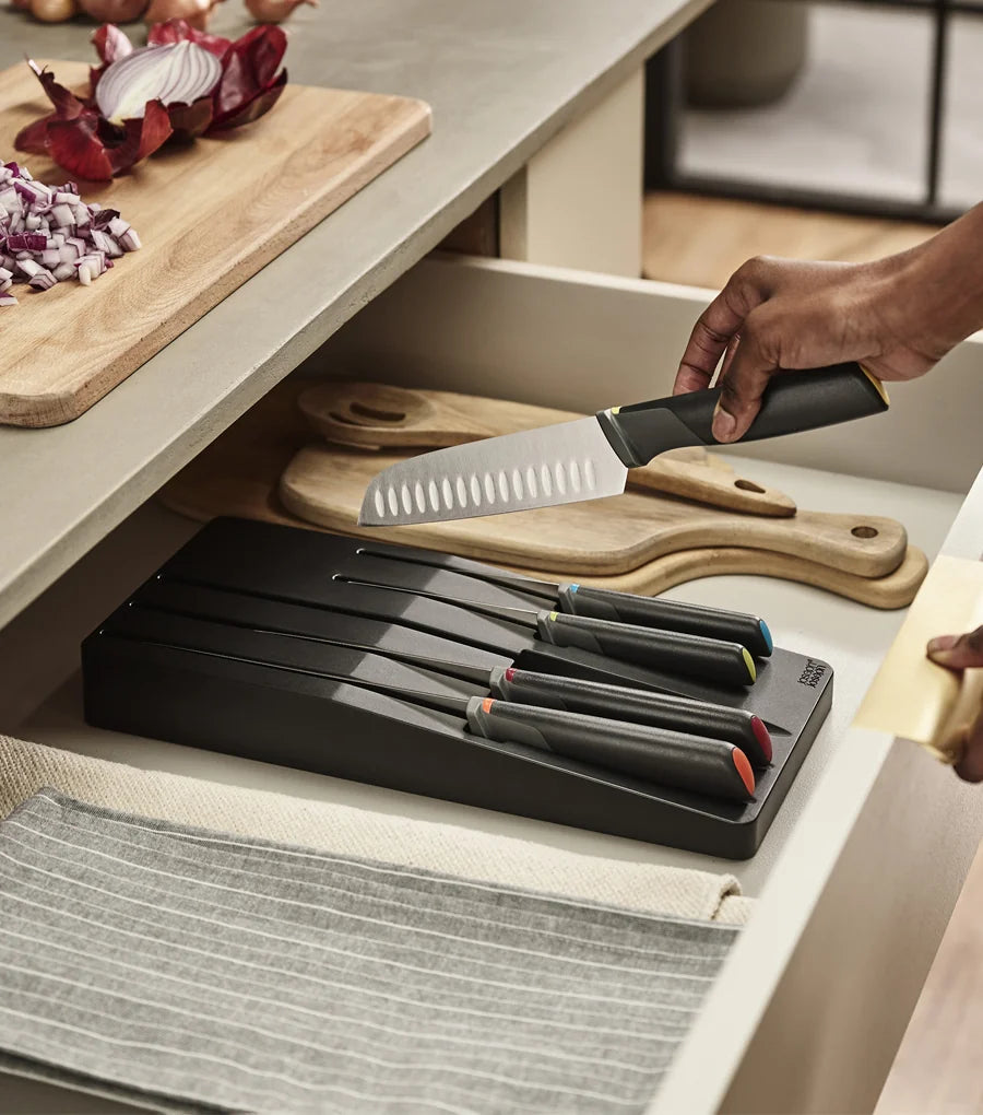 joseph-joseph-elevate-store-5-piece-knife-set-with-in-drawer-storage-tray-multic image 2