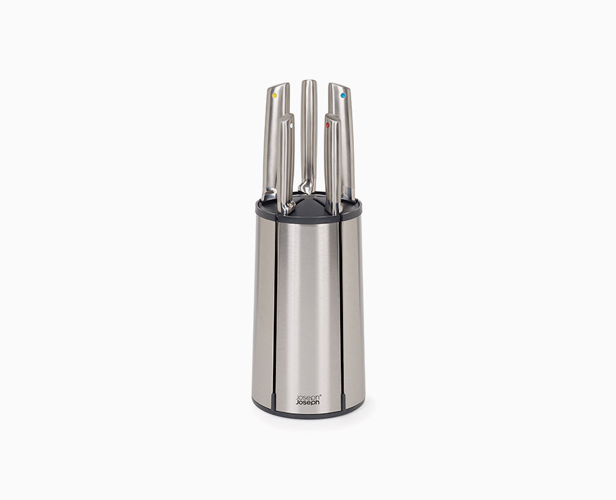 joseph-joseph-elevate-steel-knives-carousel-5-piece-set-with-rotating-block image 1