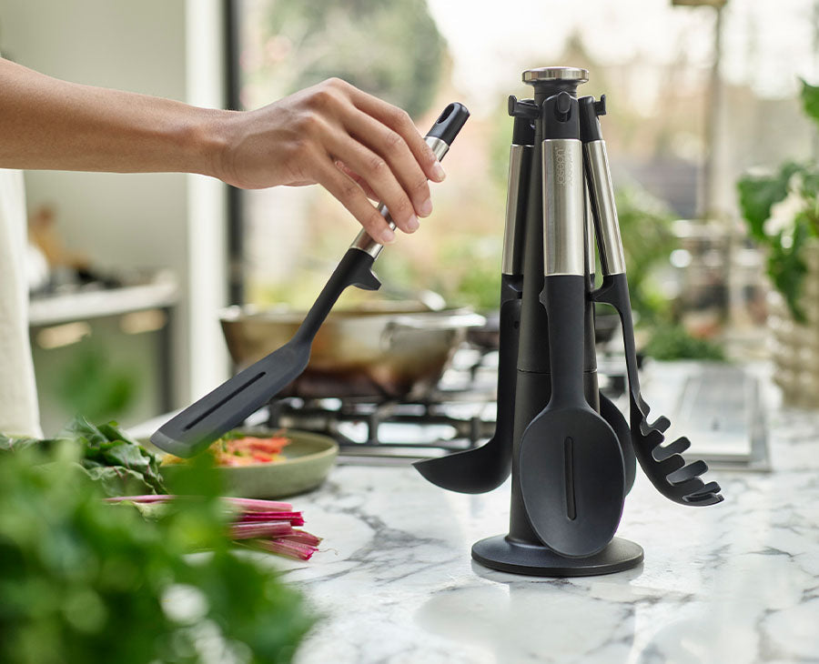 joseph-joseph-elevate-stainless-steel-silicone-5-piece-utensils-carousel-set image 2