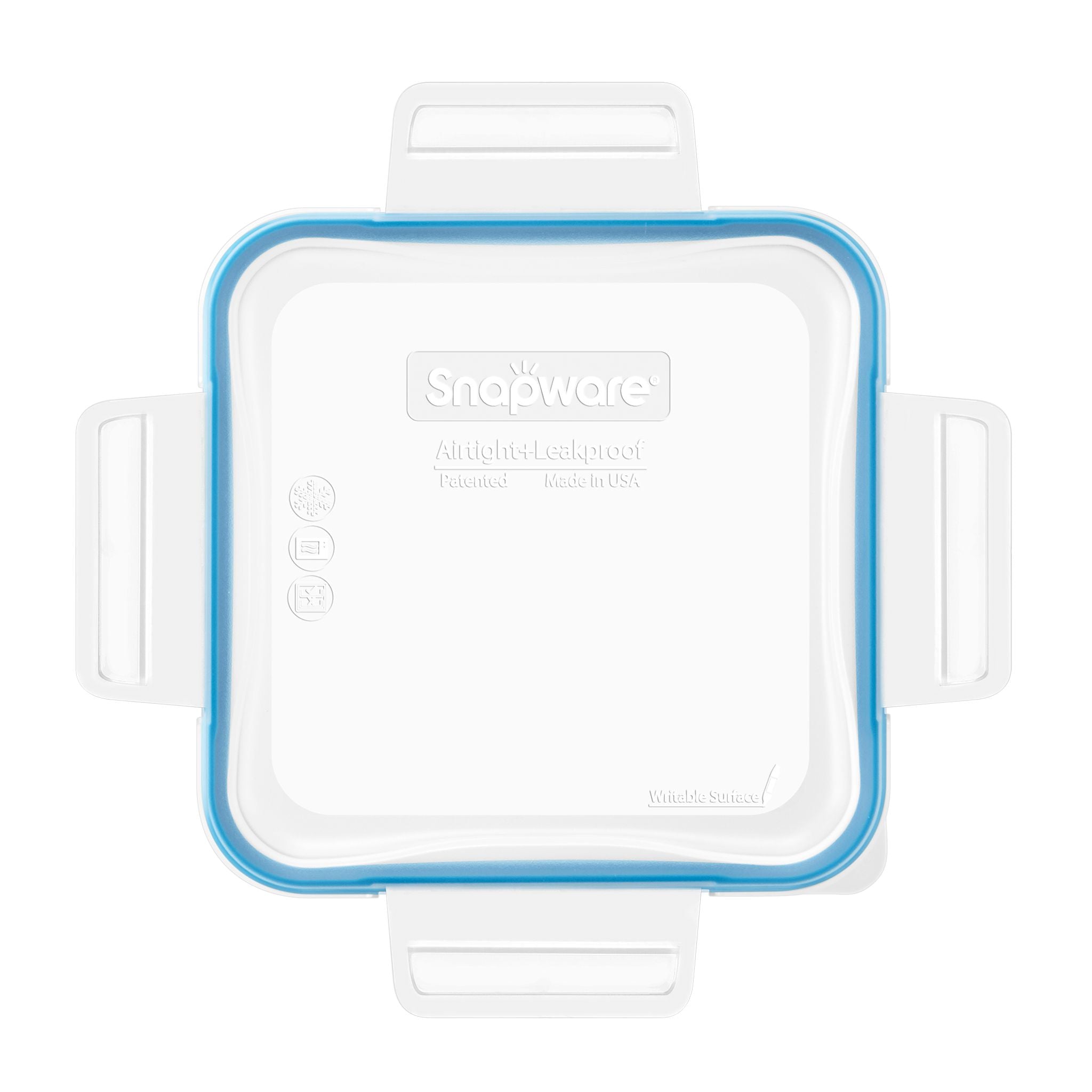 snapware-total-solution-medium-square-plastic-lid-with-light-blue-seal image 1