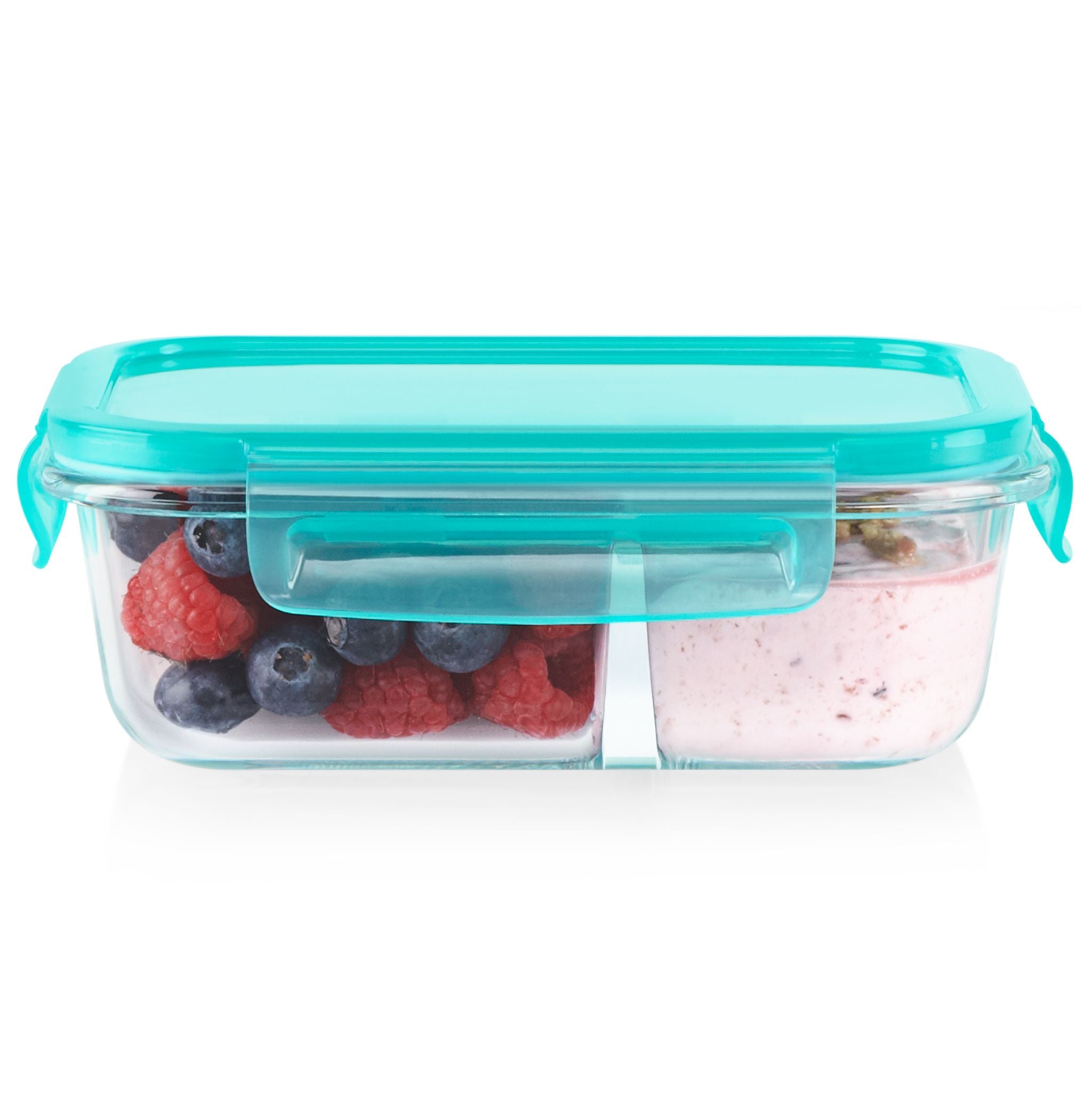 pyrex-mealbox-2-3-cup-divided-glass-food-storage-container-with-turquoise-lid image 2