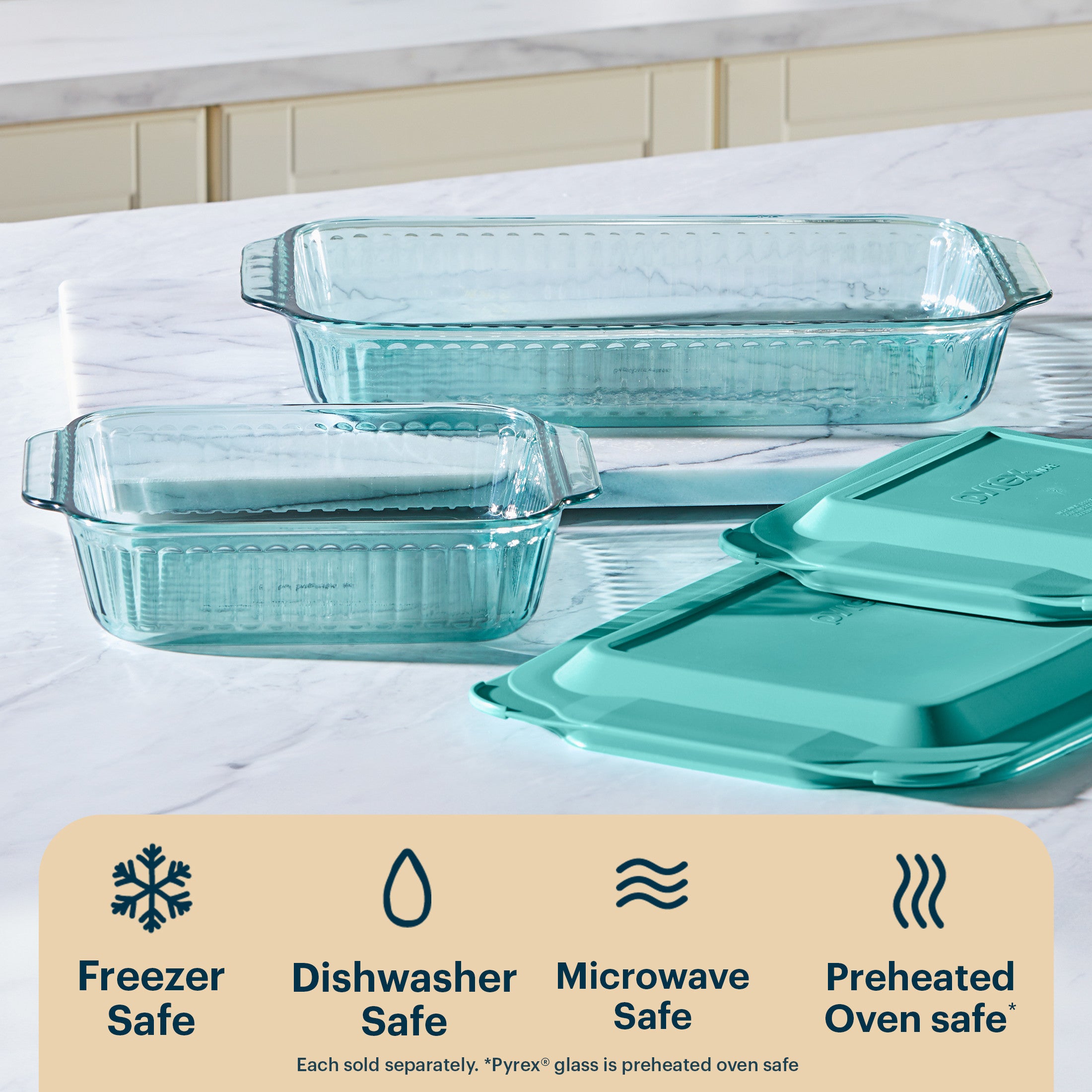 pyrex-sculpted-tinted-glass-3qt-oblong-baking-dish-with-lid-aqua image 4