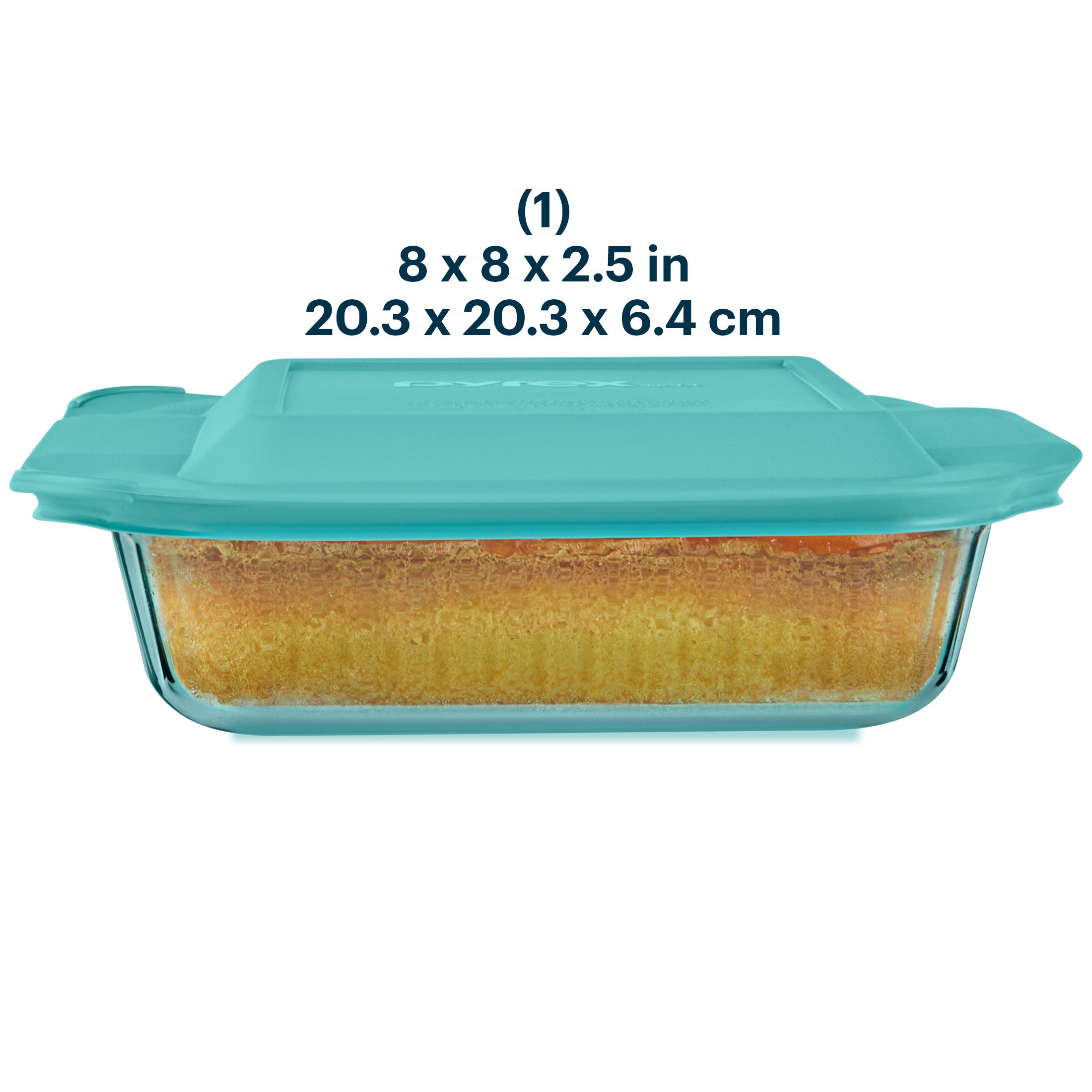 pyrex-sculpted-tinted-glass-8-square-baking-dish-with-lid-aqua image 2
