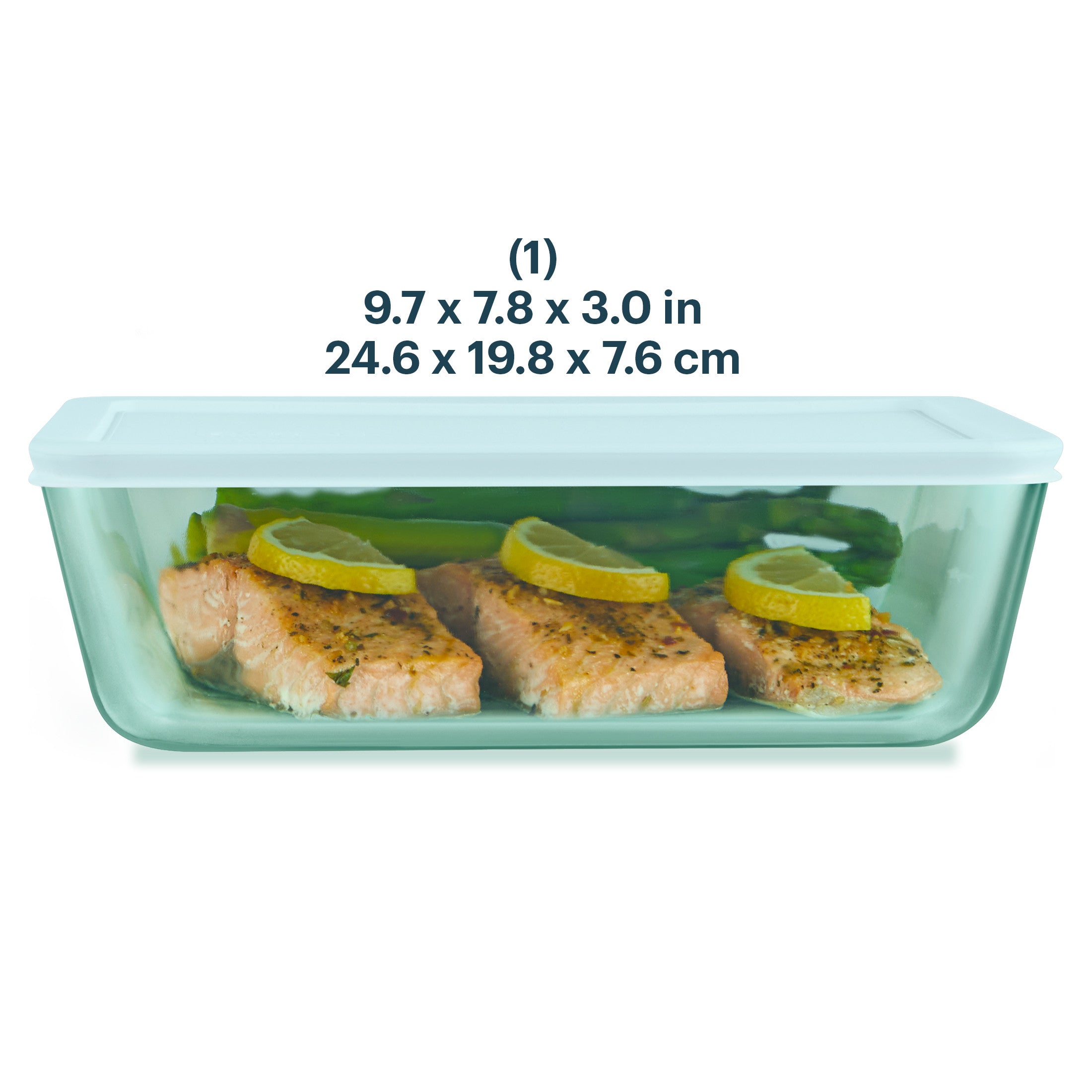 pyrex-simply-store-tinted-glass-11-cup-rectangle-storage-container-with-lid-aqua image 2