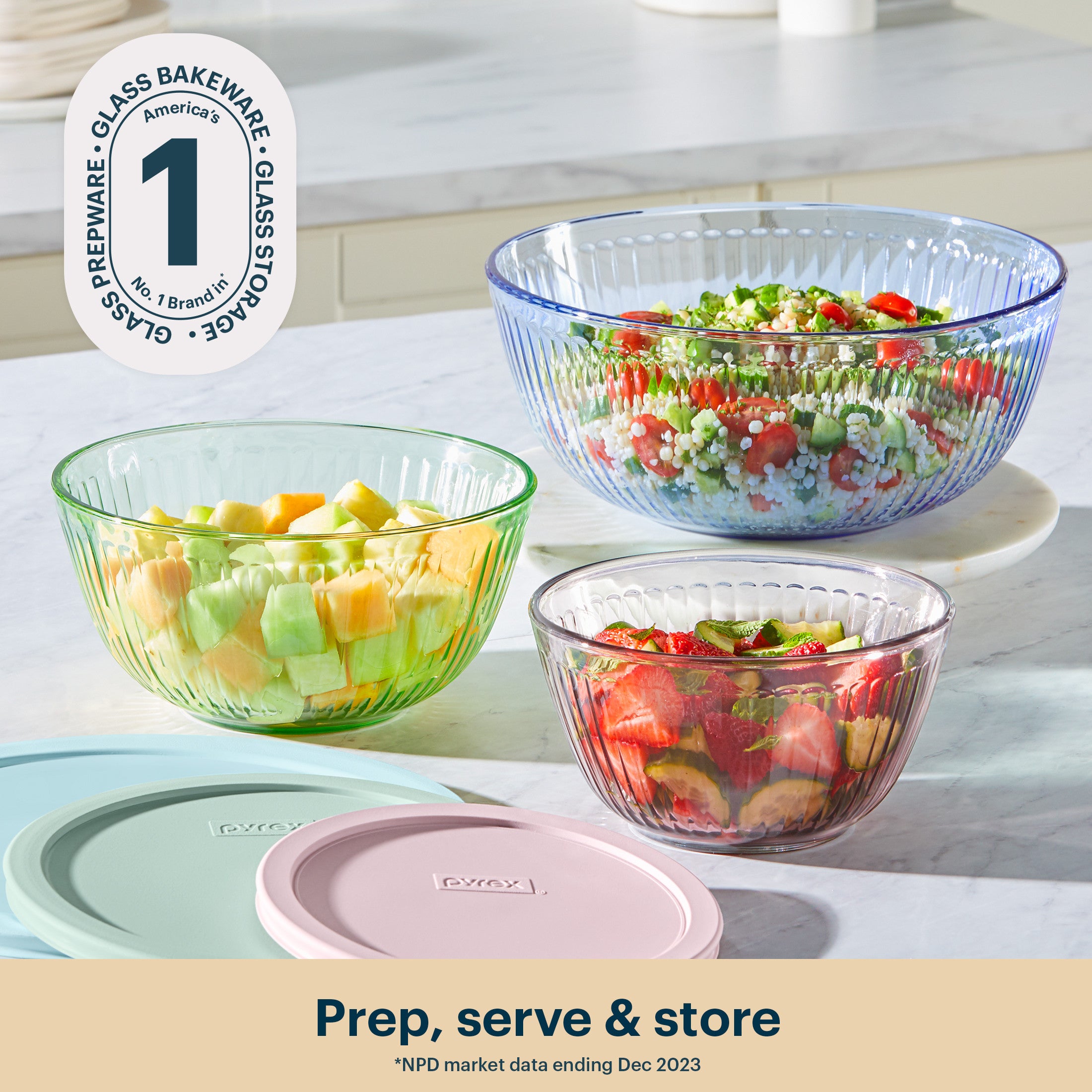 pyrex-sculpted-tinted-glass-mixing-bowls-with-lids-6-piece-set-mixed-colors image 2