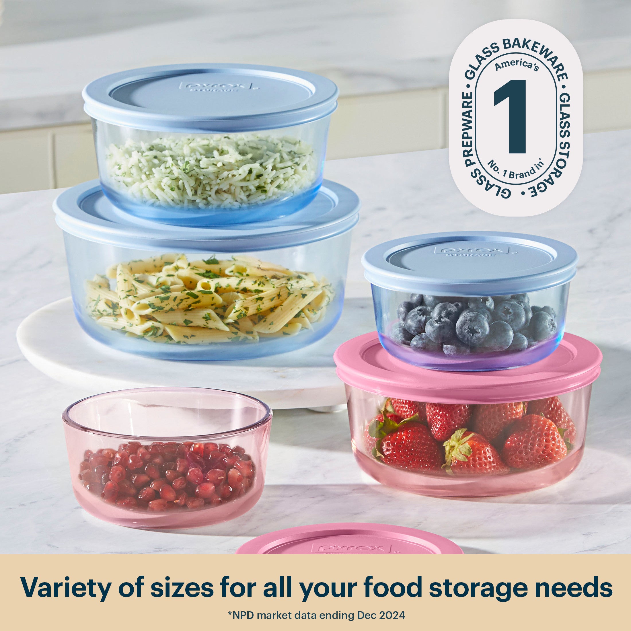 pyrex-simply-store-tinted-glass-round-storage-containers-10-piece-set-mixed-colo image 2
