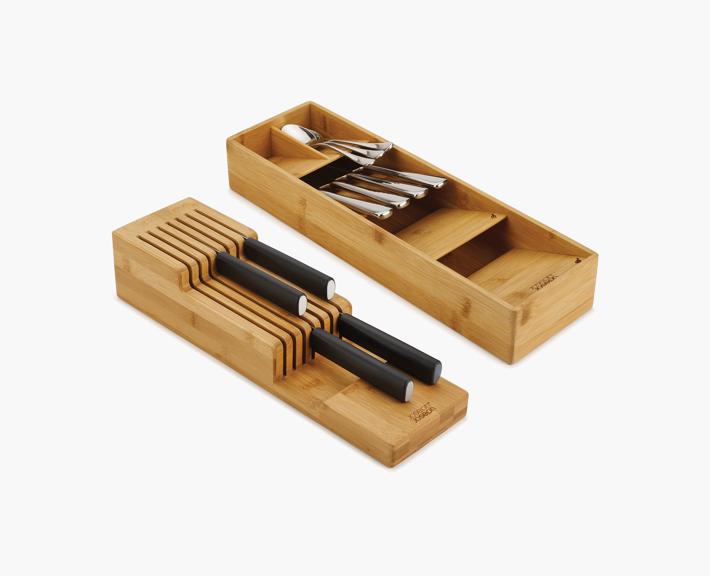 joseph-joseph-drawerstore-2-piece-bamboo-cutlery-knife-organiser-set image 1