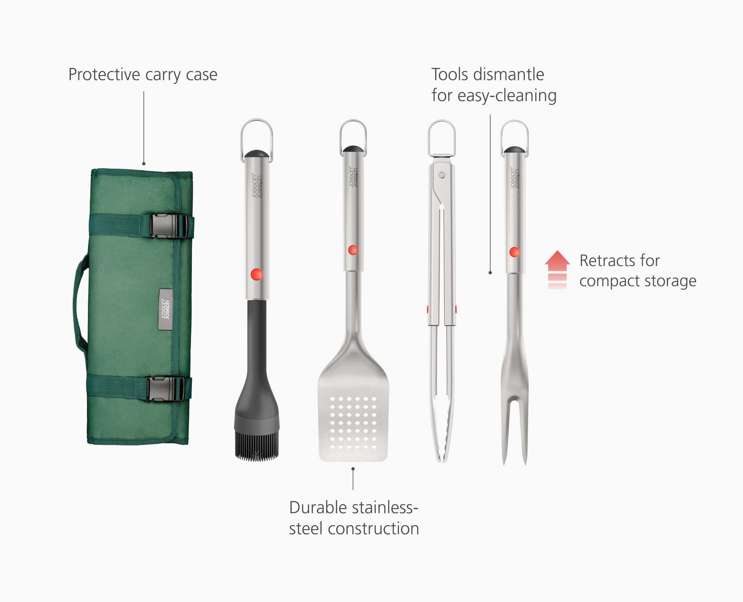 joseph-joseph-grillout-4-piece-stainless-steel-bbq-utensil-set-with-storage-case image 6