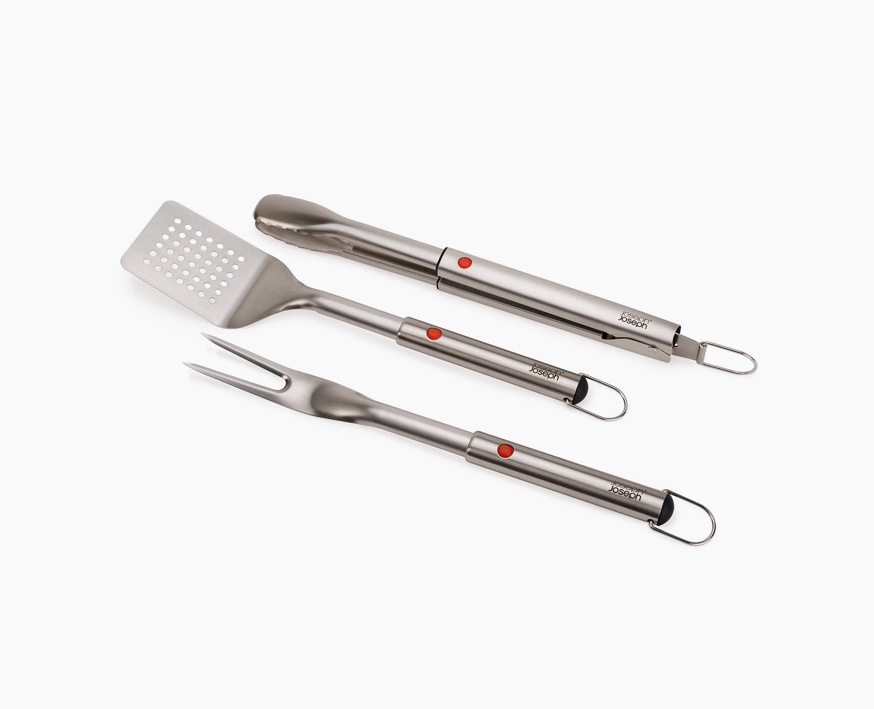joseph-joseph-grillout-3-piece-stainless-steel-bbq-turner-tongs-fork-set image 1