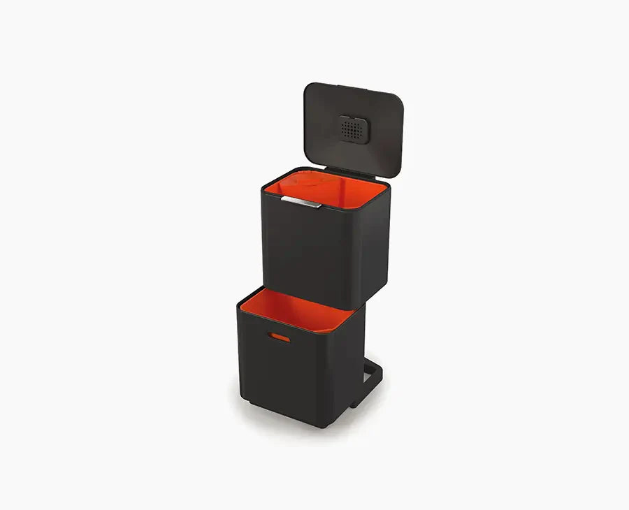 joseph-joseph-totem-max-60l-black-waste-recycling-bin-dual-compartment image 1