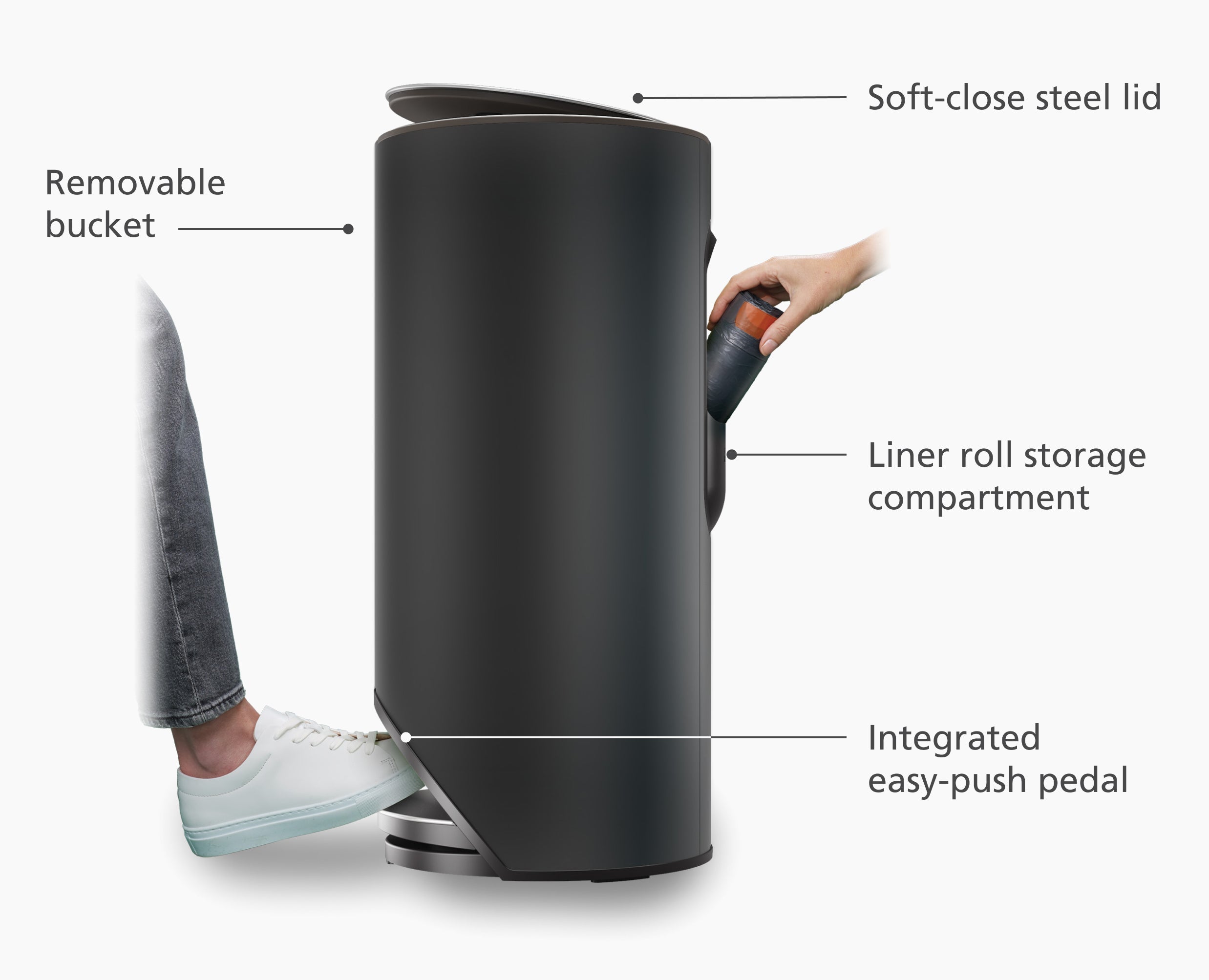 joseph-joseph-arc-30l-easy-push-matt-black-pedal-bin image 4