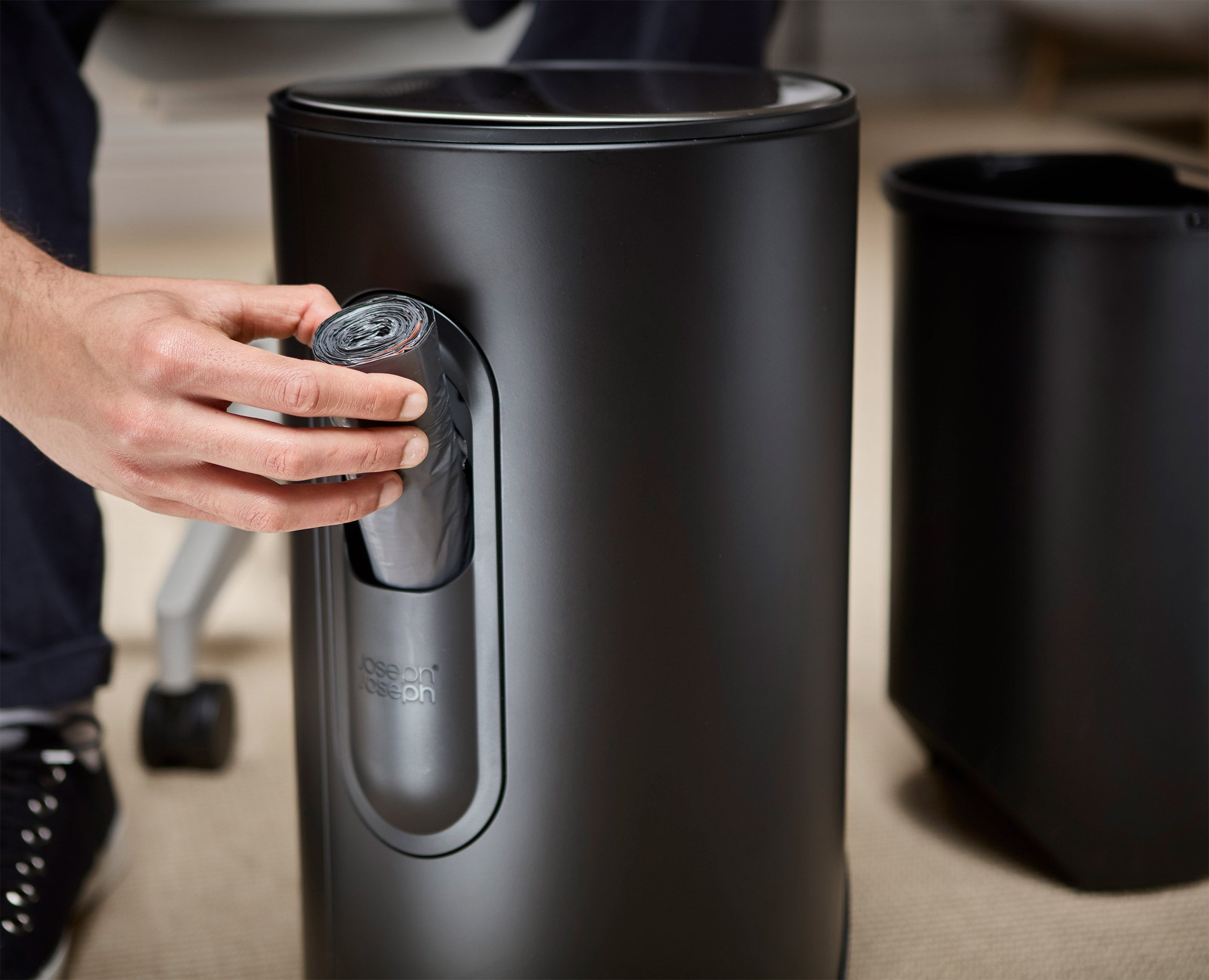 joseph-joseph-arc-10l-easy-push-matt-black-pedal-bin-starter-set-with-liners image 5