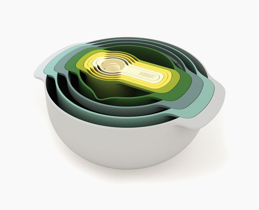 joseph-joseph-nest-9-plus-opal-bowl-set-with-colander-sieve-measuring-cups image 1