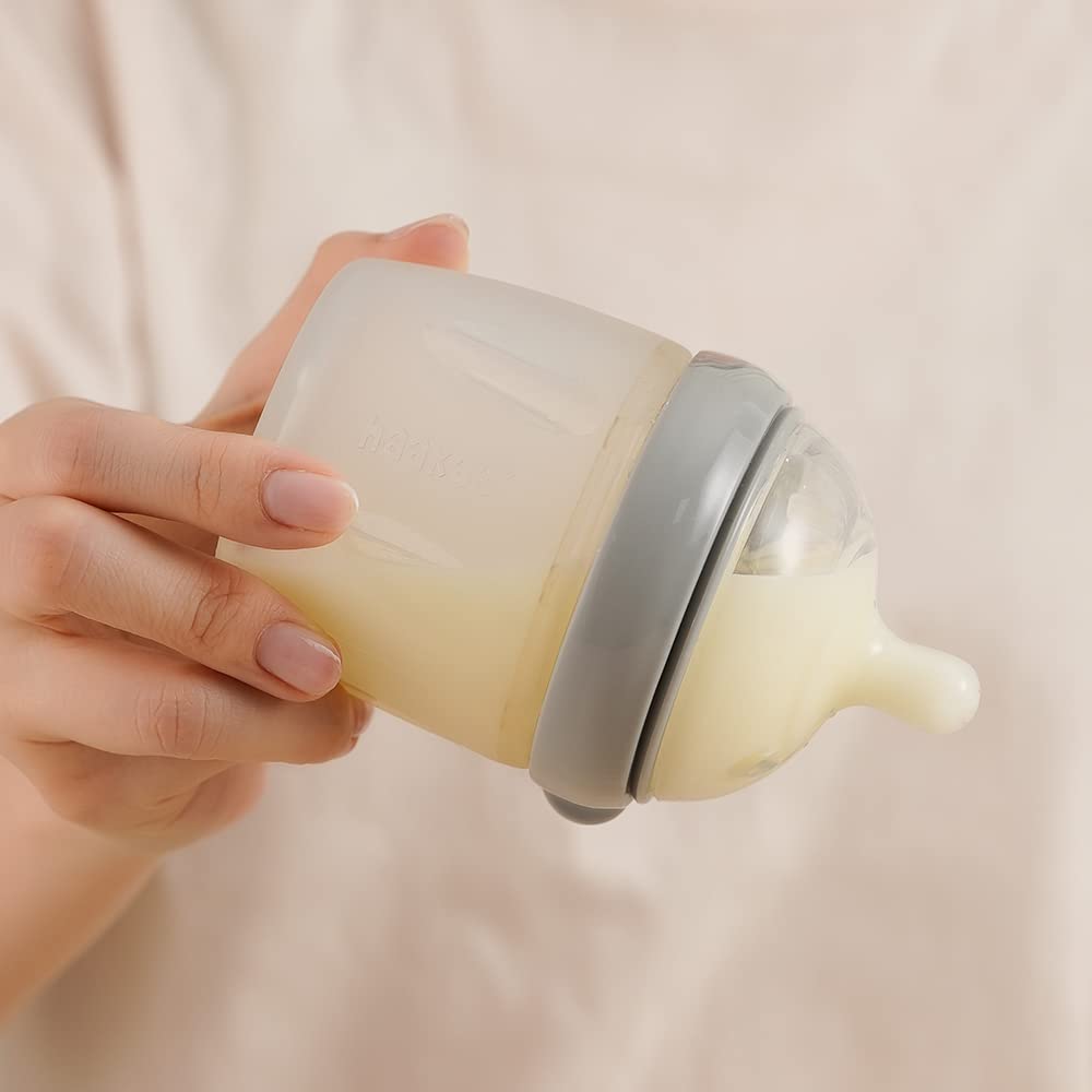 haakaa-gen-3-silicone-baby-bottle-160ml-5oz-anti-colic-nipple-grey image 5