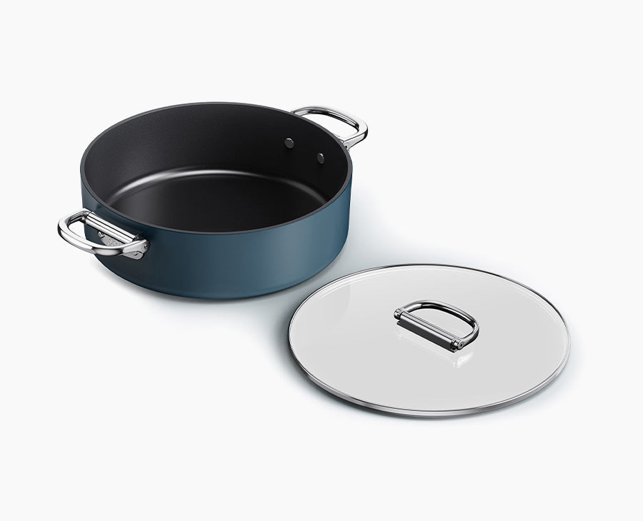 joseph-joseph-space-folding-handle-ceramic-non-stick-28cm-blue-shallow-casserole image 1