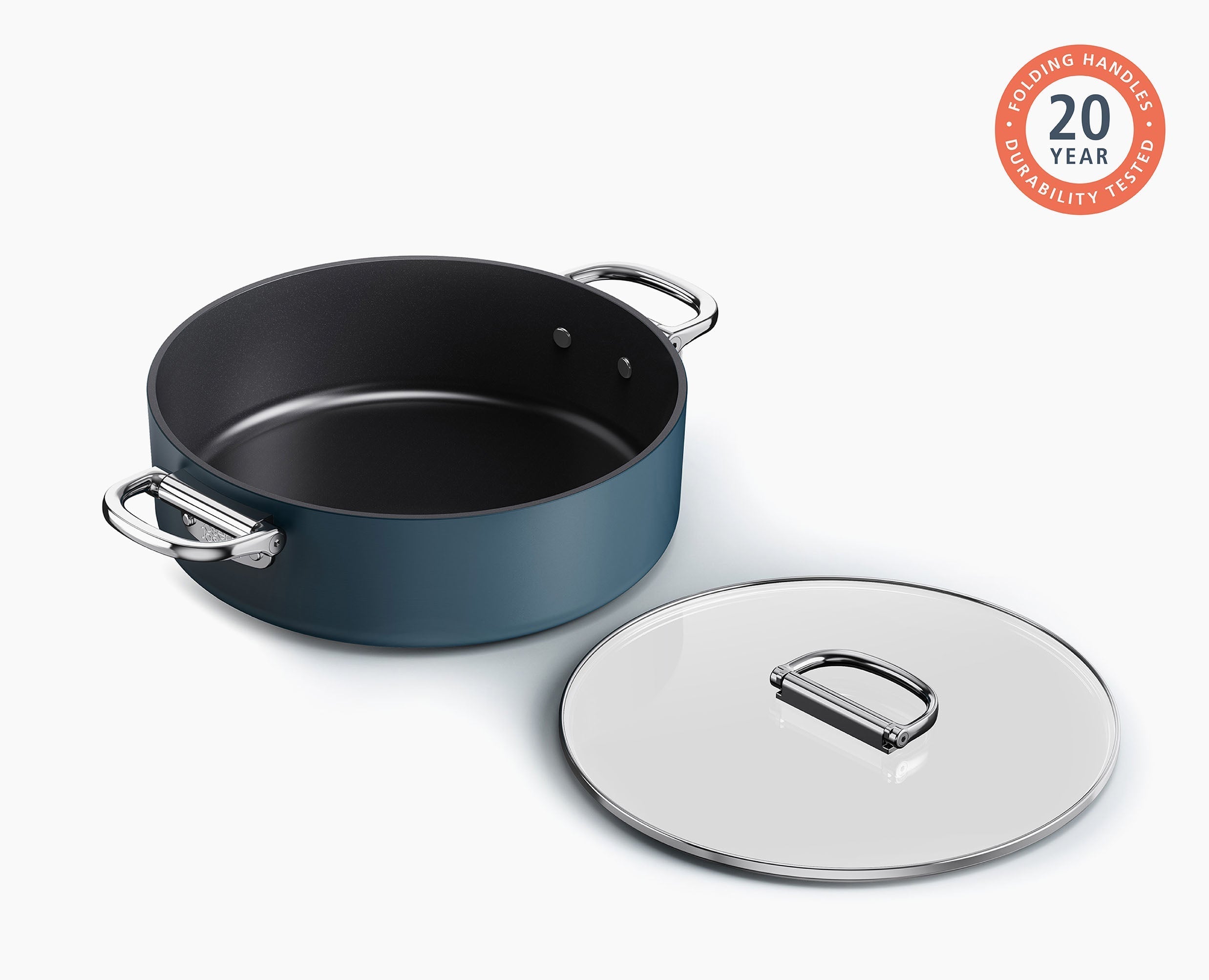 joseph-joseph-space-folding-handle-ceramic-non-stick-28cm-blue-shallow-casserole image 5