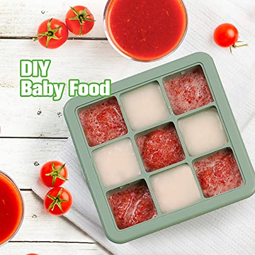 haakaa-baby-food-freezer-tray-with-lid-9-x-1-2-oz-silicone-pea-green image 8