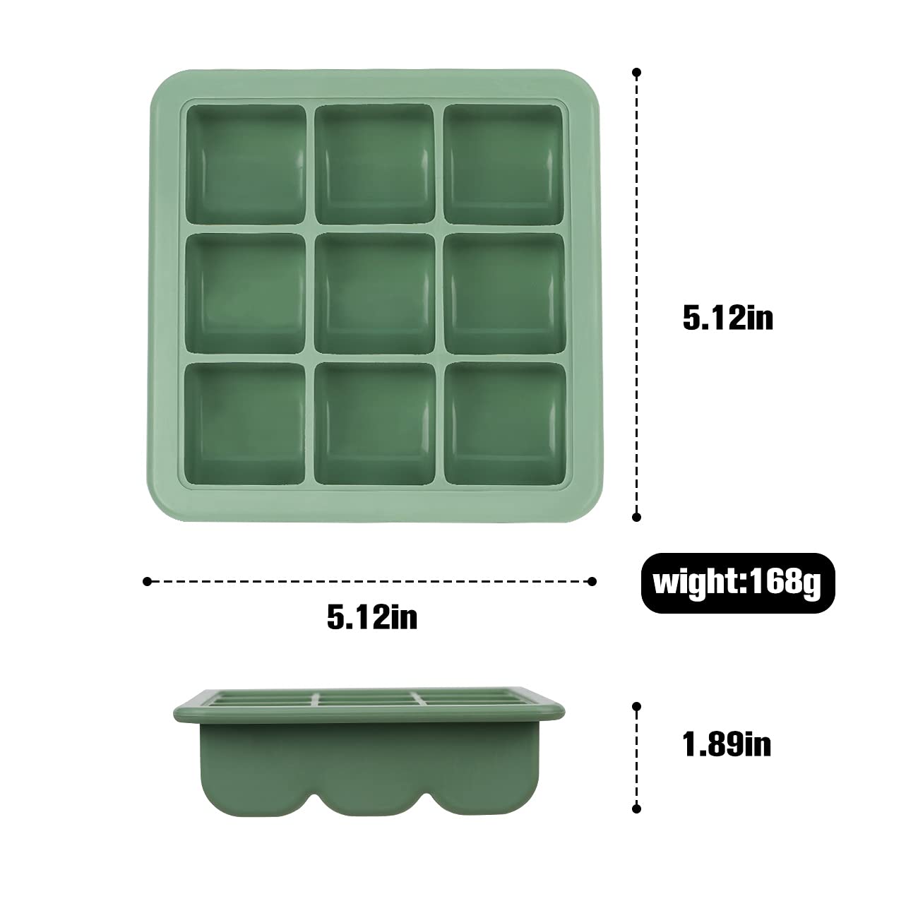 haakaa-baby-food-freezer-tray-with-lid-9-x-1-2-oz-silicone-pea-green image 5