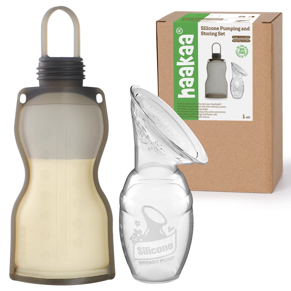 haakaa-manual-breast-pump-without-suction-base-silicone-storage-bag-combo-4oz-10 image 1
