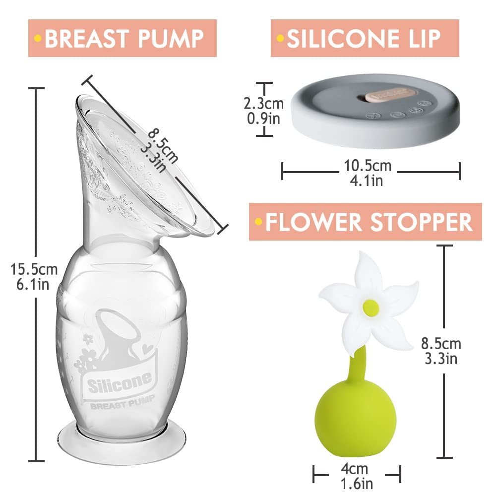 haakaa-manual-breast-pump-100ml-with-flower-stopper-silicone-lid-set image 2