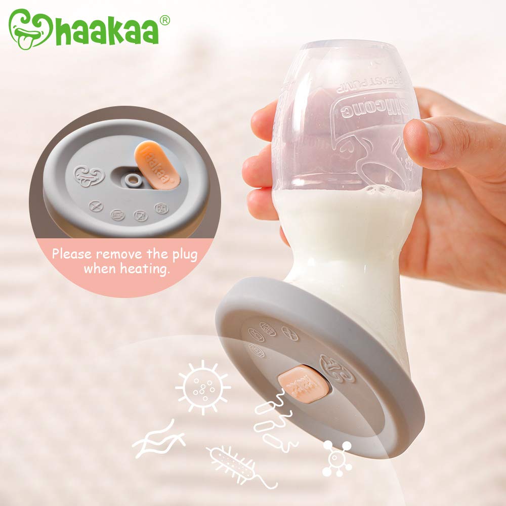 haakaa-4-oz-manual-breast-pump-with-silicone-lid-and-2x-ladybug-milk-collectors- image 4