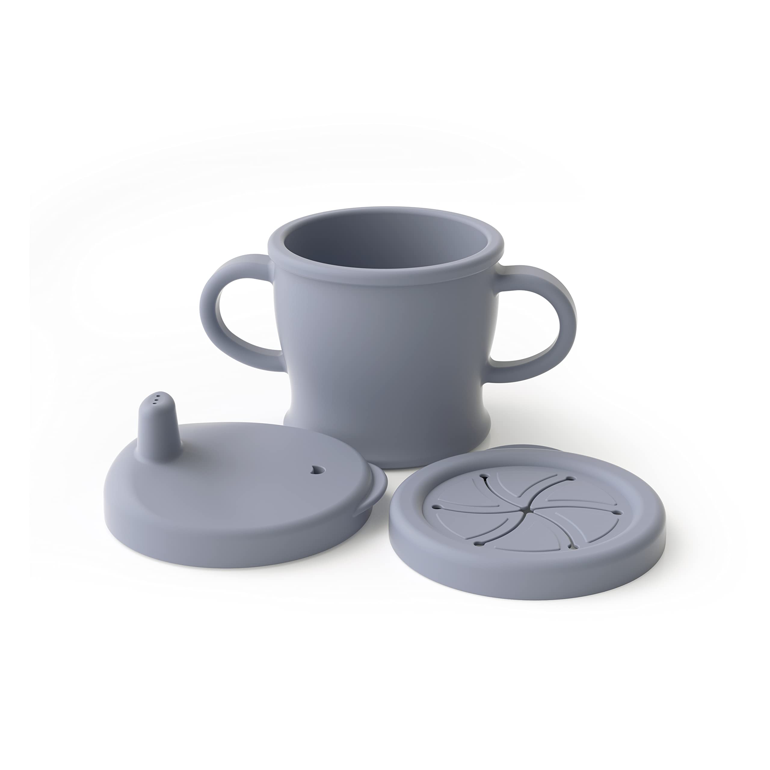 haakaa-sip-n-snack-cup-2-in-1-sippy-cup-snack-container-9-oz-250-ml-grey image 2