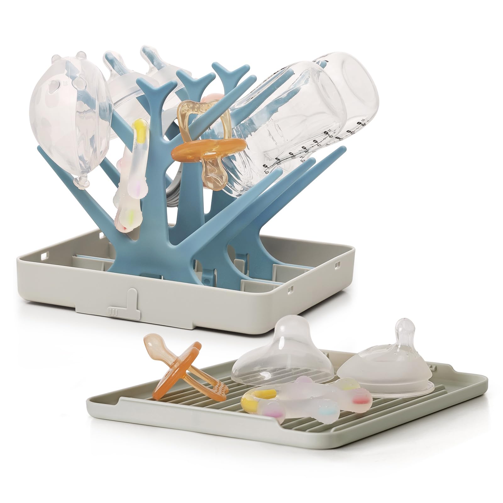 haakaa-portable-baby-bottle-drying-rack-with-tray-foldable-green image 8