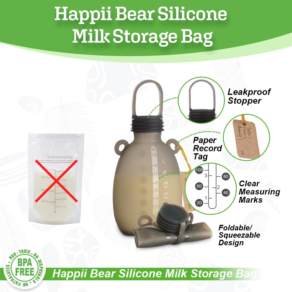 haakaa-happii-bear-silicone-breast-milk-storage-bag-reusable-baby-food-pouch-9-o image 5