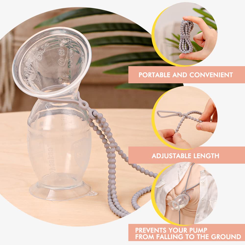 haakaa-manual-breast-pump-150ml-with-flower-stopper-silicone-lid-silicone-strap- image 6