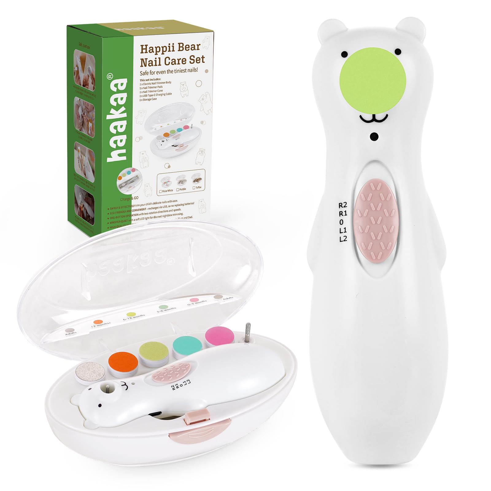 haakaa-rechargeable-baby-nail-file-electric-nail-trimmer-with-led-light-for-newb image 1