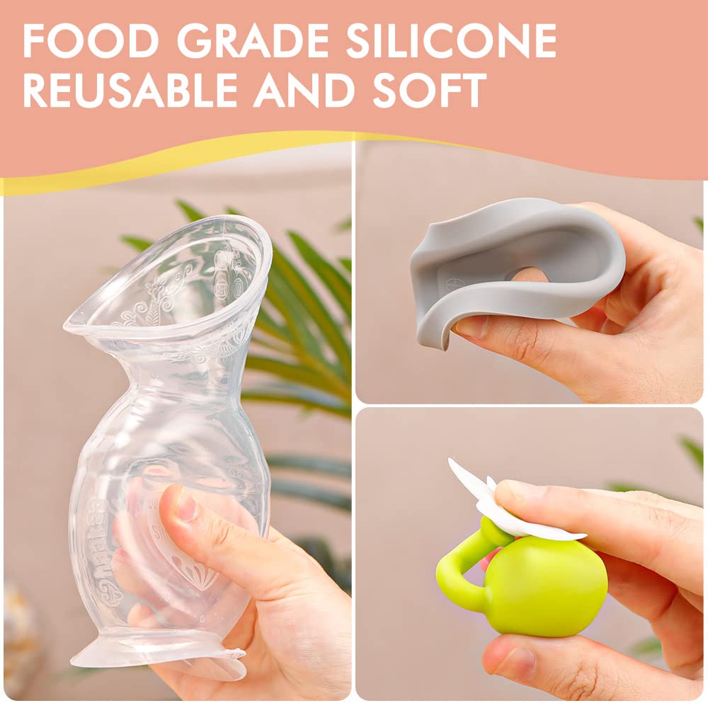 haakaa-manual-breast-pump-100ml-with-flower-stopper-silicone-lid-set image 3