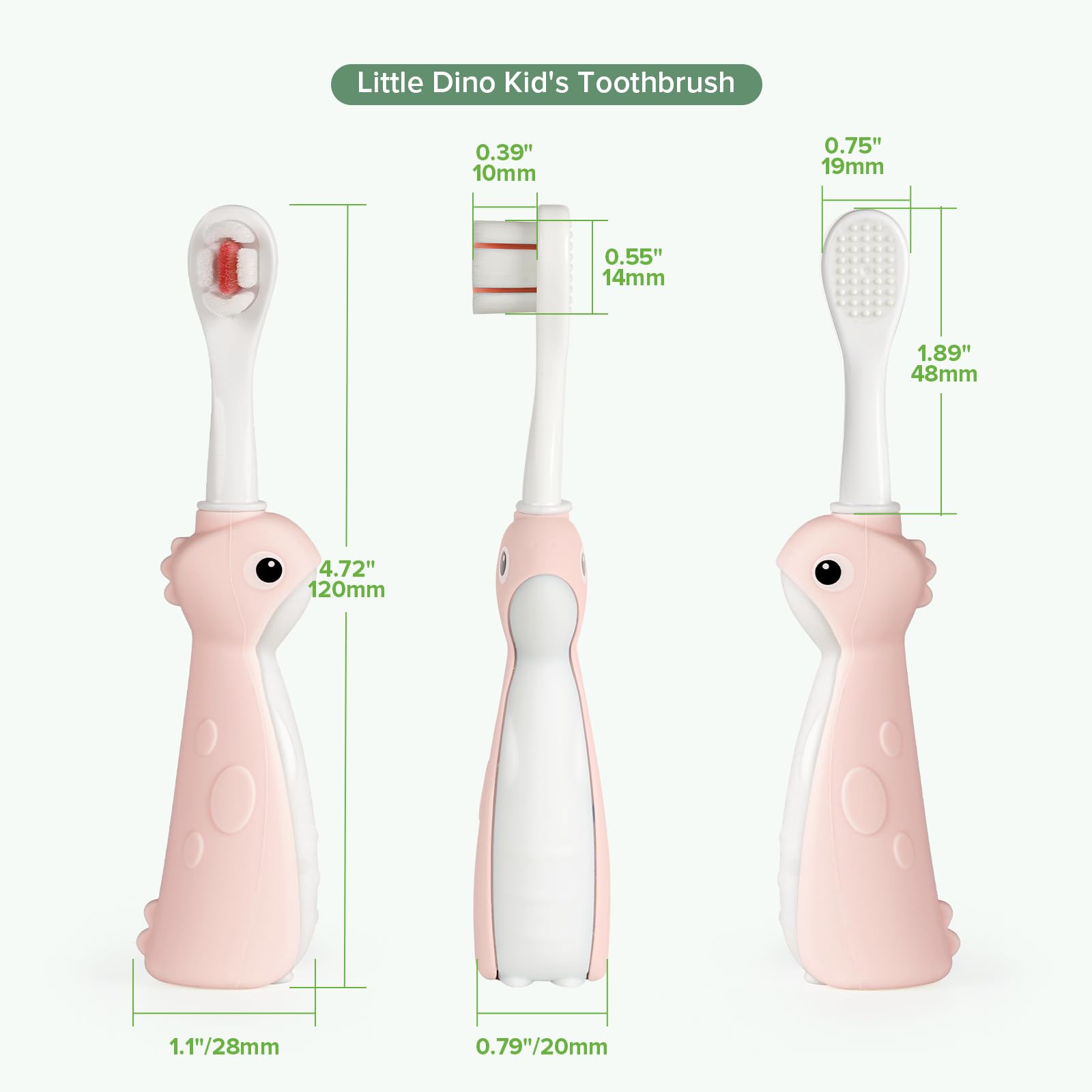 haakaa-dinosaur-toothbrush-for-toddlers-2-4-soft-bristles-silicone-handle-pink image 7