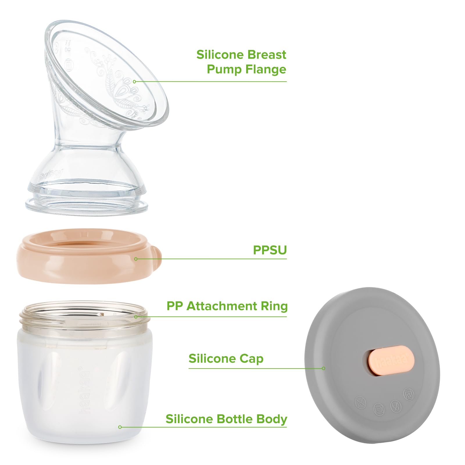 haakaa-gen-3-manual-breast-pump-silicone-milk-collector-with-lid-5-4oz-160ml-pea image 8