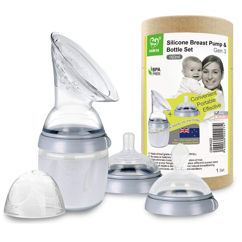 haakaa-gen-3-silicone-manual-breast-pump-kit-5-4oz-160ml-with-teat-and-feeding-s image 1