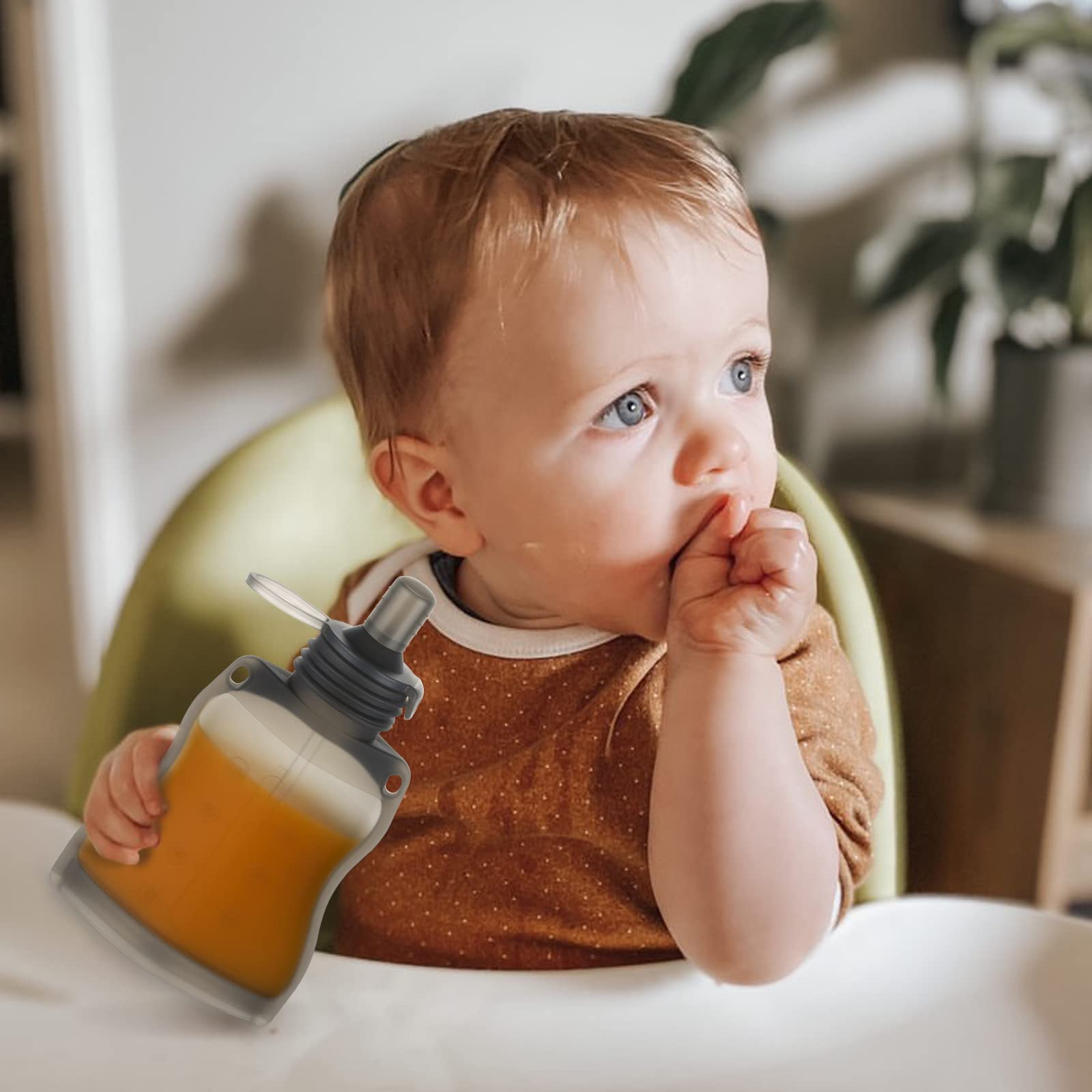 haakaa-reusable-silicone-breast-milk-storage-bag-9oz-5-pack-with-sippy-spout-att image 4
