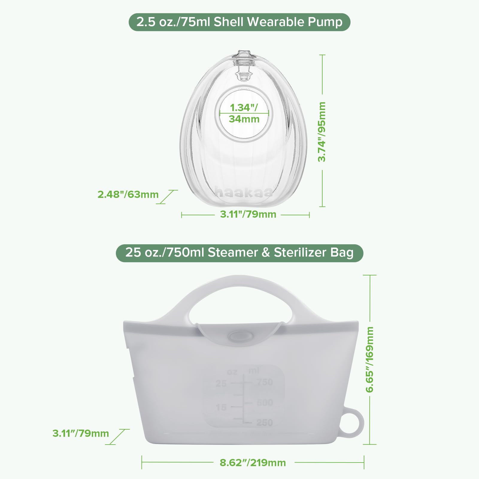 haakaa-wearable-silicone-breast-pump-with-steriliser-bag-2-in-1-hands-free-2-pac image 8