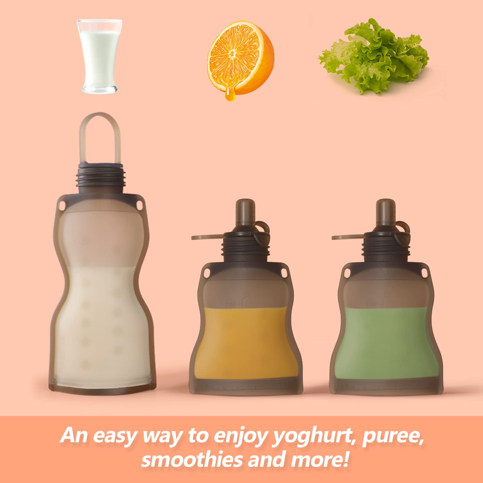 haakaa-refillable-silicone-yummy-pouch-cleaning-brush-set-4-5oz-reusable-baby-fo image 2