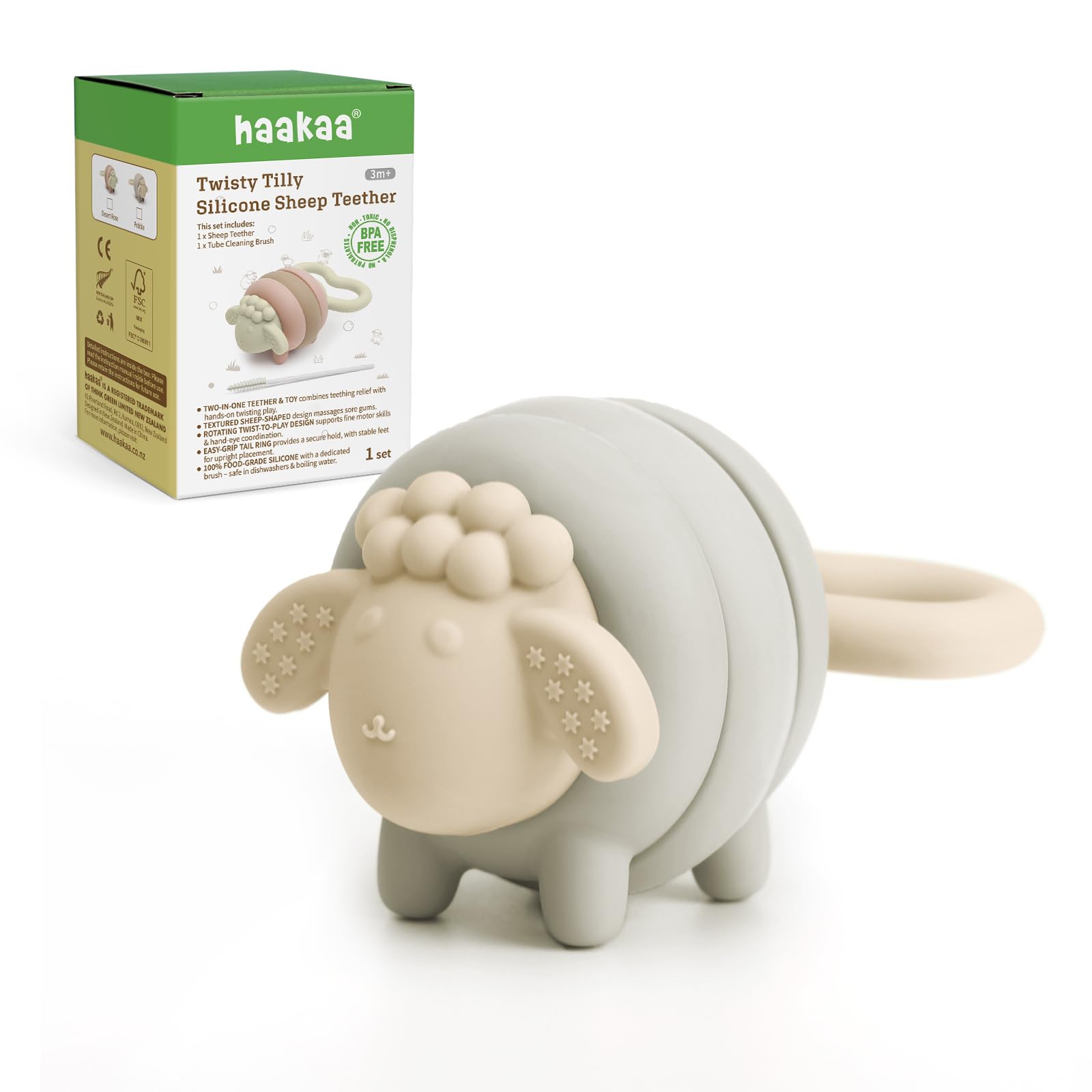 haakaa-silicone-baby-teether-rotating-ring-sheep-design-textured-chewable-easy-g image 1