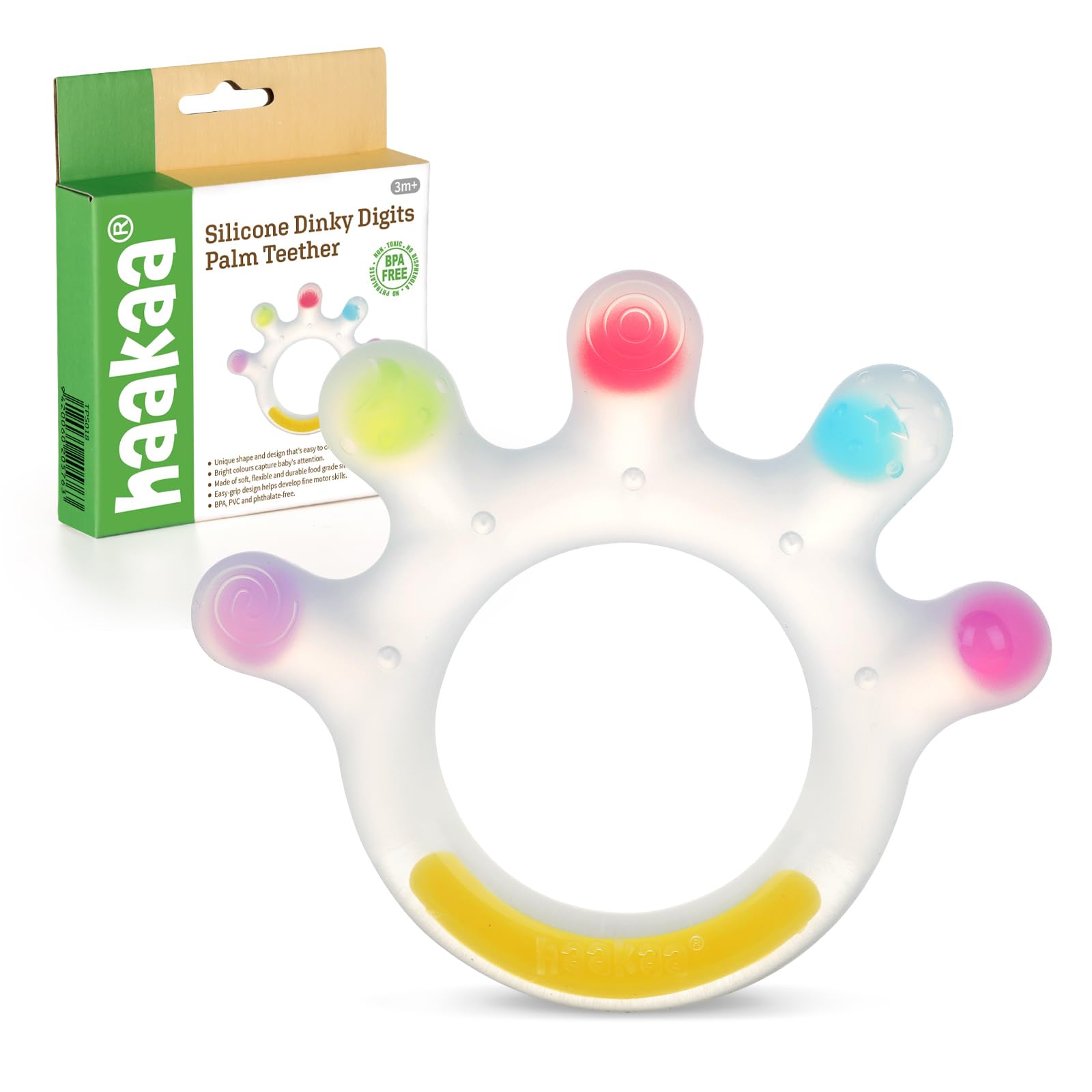 haakaa-dinky-digits-palm-teether-baby-teething-toy-food-grade-silicone-bpa-free- image 1