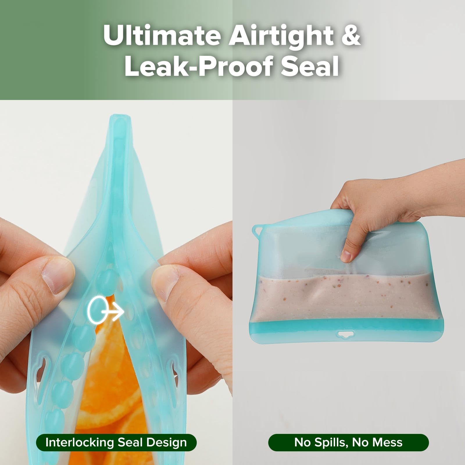 haakaa-dot-seal-reusable-silicone-food-storage-bags-3-pack-16oz-33oz-50-7oz-turq image 6