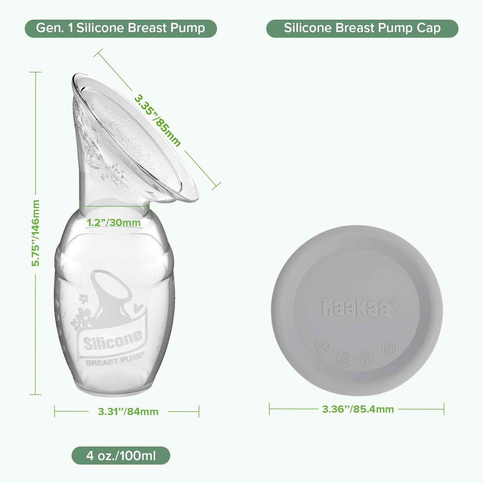 haakaa-manual-breast-pump-with-food-grade-silicone-cap-4oz-100ml-gen-1-grey image 8