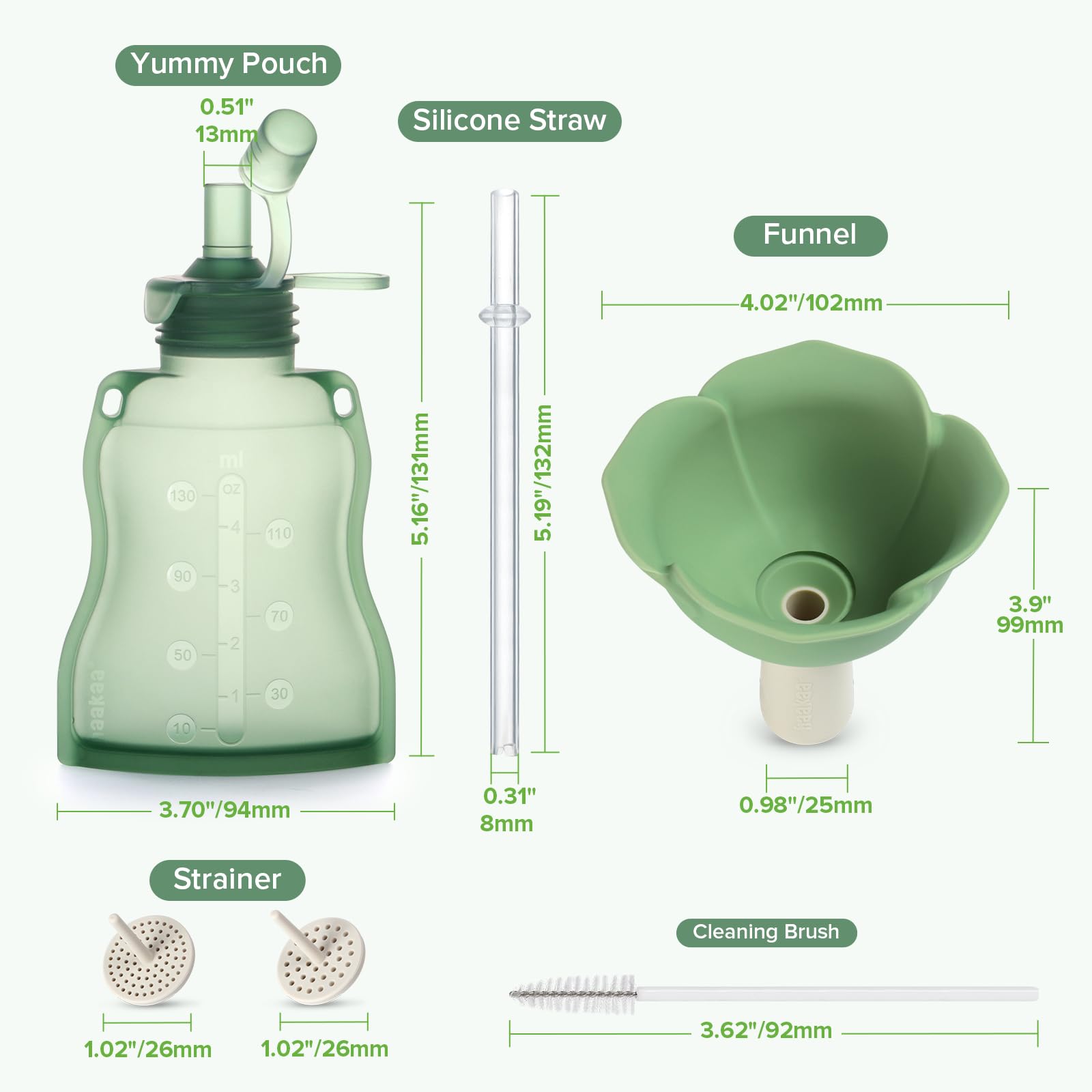 haakaa-fill-go-yummy-pouch-flower-funnel-combo-pea-green-pouches-2pcs-spring-gre image 8