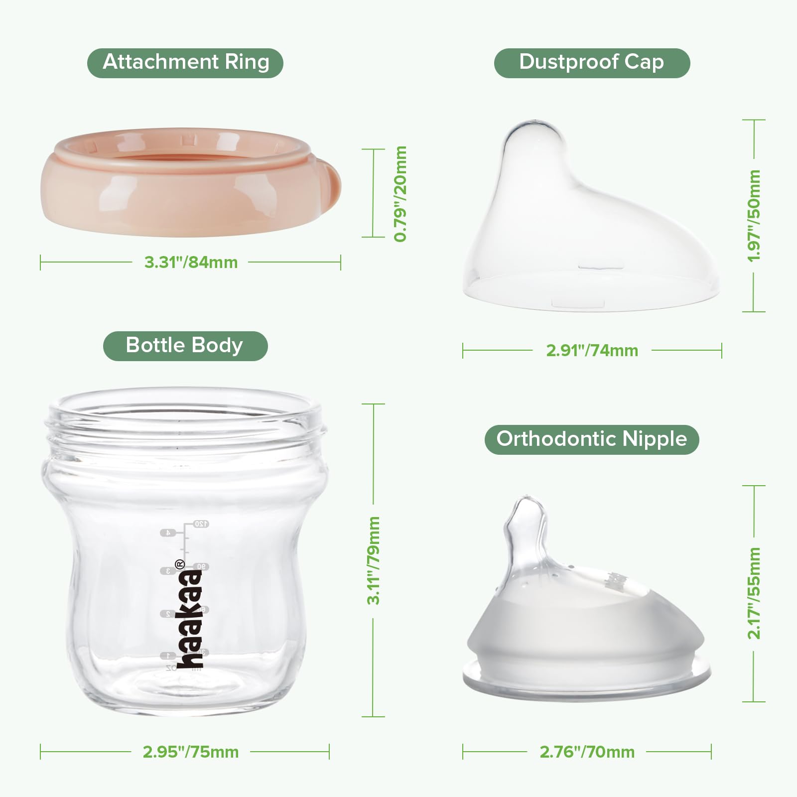 haakaa-gen-3-natural-glass-baby-bottle-4-2oz-120ml-wide-neck-anti-colic-bpa-free image 8