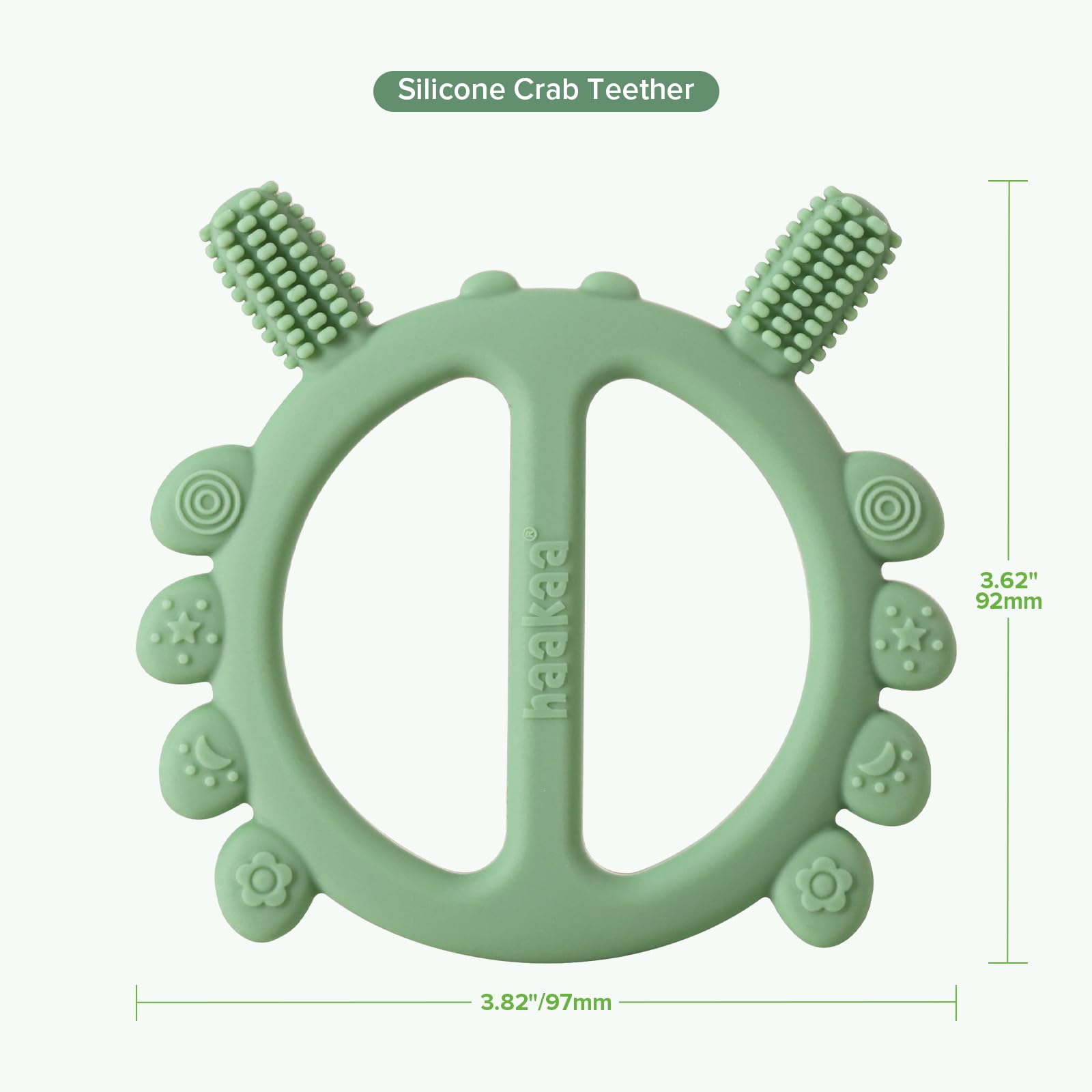 haakaa-silicone-crab-baby-teether-with-360-toothbrush-head-pea-green image 8