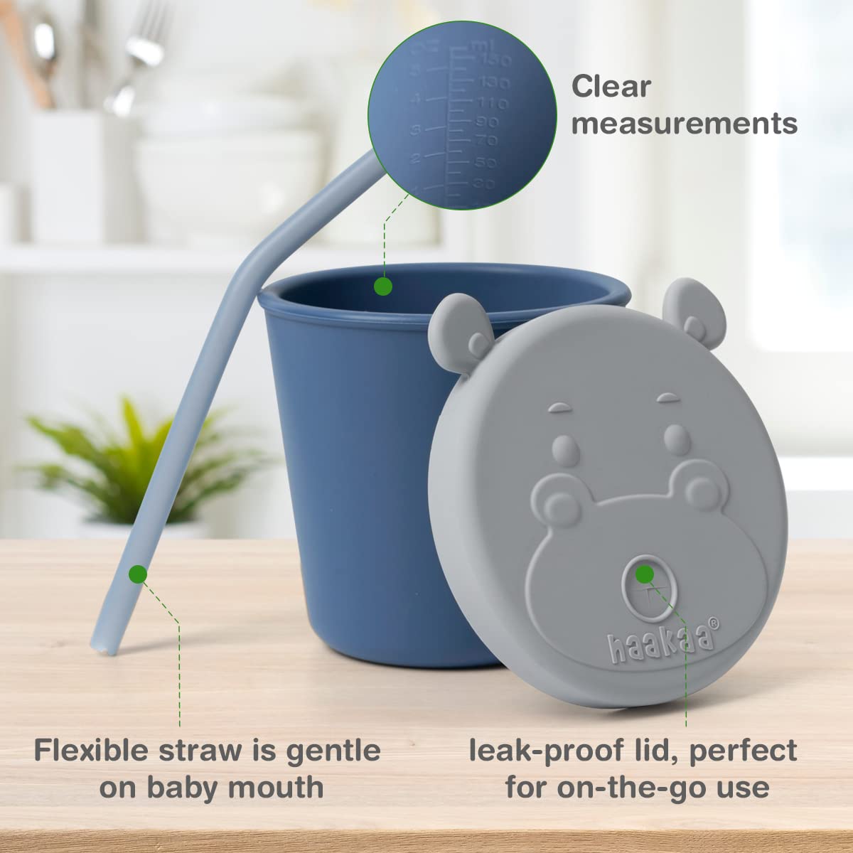 haakaa-jolly-hippo-silicone-straw-cup-5oz-2-in-1-baby-training-cup-with-snack-co image 2