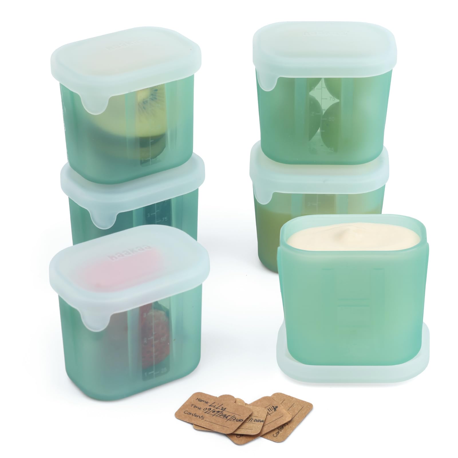 haakaa-mini-meal-silicone-baby-food-containers-3-oz-6-pack-with-airtight-lids image 1